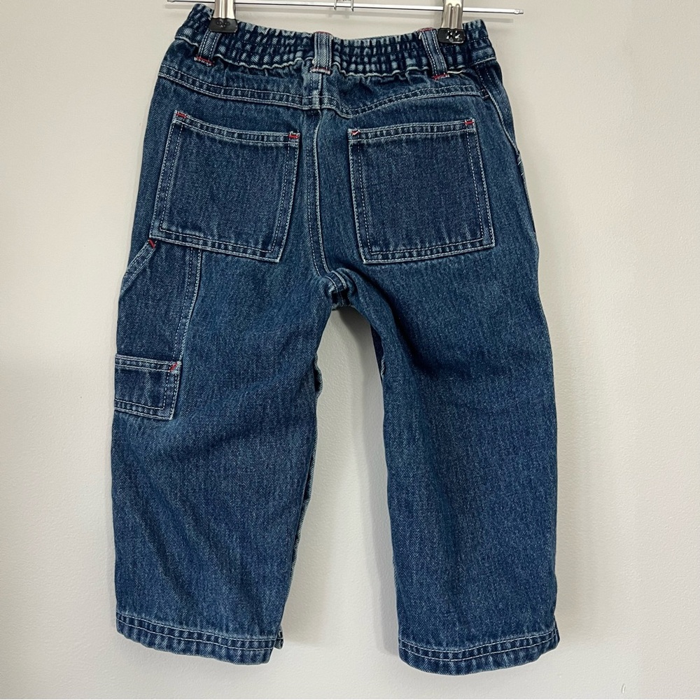 Vtg Baby Gap Carpenter Jeans Toddler 2T Baggy Utility Y2K Cargo Snap Easy Chage - Picture 3 of 12